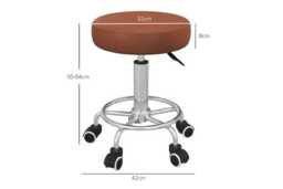PU Leather Ergonomic Adjustable Height Salon Stool with Wheels - Heavy-Duty Office & Spa Chair, 110kg Capacity - thumbnail 3