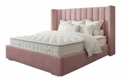 Plush Velvet Pure Wingback Upholstered Bed with Memory Foam Sprung Mattress - thumbnail 2