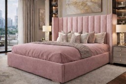 Plush Velvet Pure Wingback Upholstered Bed with Memory Foam Sprung Mattress - thumbnail 4
