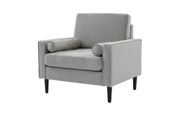 PRICE DROP! Mid‑Century Linen Upholstered Single Armchair Sofa - Grey - image 1