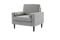 PRICE DROP! Mid‑Century Linen Upholstered Single Armchair Sofa - Grey - thumbnail 5