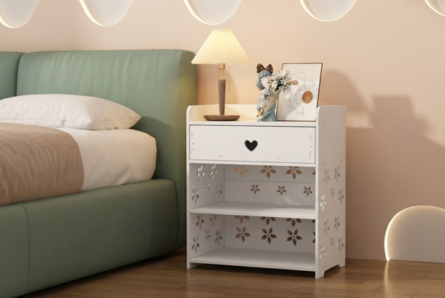 Hollow-Carved Flower Pattern Nightstand - image 1