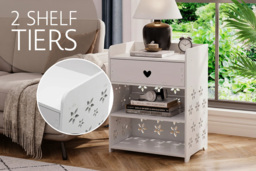Hollow-Carved Flower Pattern Nightstand - thumbnail 4