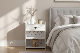Hollow-Carved Flower Pattern Nightstand - thumbnail 2