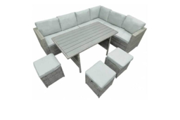 PRICE DROP! Alivio 9-Seater Outdoor Rattan Patio Furniture Set - Corner Sofa, Dining Table & Cushioned Stools - thumbnail 7