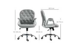 Grey PU Diamante Ergonomic Office Chair - Adjustable Swivel Home Desk Seating, Faux Leather, High Back, 120kg Capacity - thumbnail 3