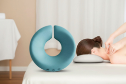 Ergonomic Face-Down Massage Pillow - Soft Sponge, Breathable, Anti-Offset Support - Blue or Grey - thumbnail 6