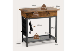 Industrial Slim Metal Sofa Side Table with Storage - Contemporary, Space-Saving Living Room Furniture - thumbnail 5