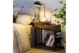 Industrial Slim Metal Sofa Side Table with Storage - Contemporary, Space-Saving Living Room Furniture - thumbnail 7