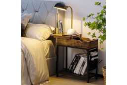 Industrial Slim Metal Sofa Side Table with Storage - Contemporary, Space-Saving Living Room Furniture - thumbnail 3