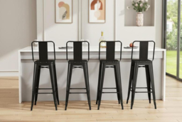 Elevate Your Space with Industrial Metal Frame High Chair Bar Stools Set of 4 - thumbnail 6
