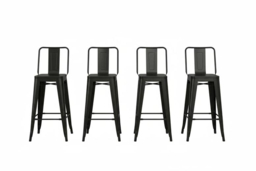 Elevate Your Space with Industrial Metal Frame High Chair Bar Stools Set of 4 - thumbnail 5