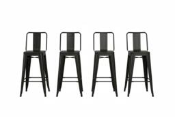 Elevate Your Space with Industrial Metal Frame High Chair Bar Stools Set of 4 - thumbnail 1