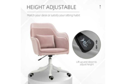 Pink Velvet Ergonomic Office Chair with Massage, Adjustable Height & Wheels - Tub Seat, Swivel, High Back - thumbnail 8