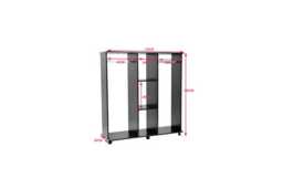 Contemporary Black Mobile Bedroom Wardrobe - E1 Chipboard, Aluminium, 2 Hanging Rails, 3-Tier Storage, Easy-Glide Wheels - thumbnail 2