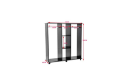 Contemporary Black Mobile Bedroom Wardrobe - E1 Chipboard, Aluminium, 2 Hanging Rails, 3-Tier Storage, Easy-Glide Wheels - thumbnail 6
