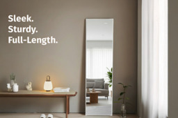 Contemporary Metal Frame Wall-Mounted Mirror for Any Room, 120cm Tall - thumbnail 2