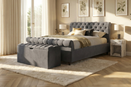 Plush Chesterfield Sleigh Bed & Memory Sprung Mattress With Optional Ottoman Storage - thumbnail 2