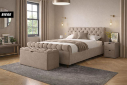 Plush Chesterfield Sleigh Bed & Memory Sprung Mattress With Optional Ottoman Storage - thumbnail 4
