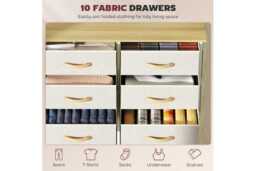Beige Fabric Modular Chest of 10 Drawers - High-Capacity Bedroom & Wardrobe Storage, Steel Frame - thumbnail 4