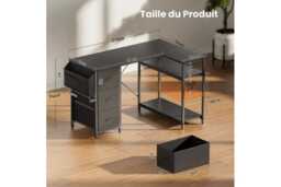 EcoFurnix Contemporary L-Shaped Corner Desk with Storage - Metal & Wood, Space-Saving, 120x78cm - thumbnail 1