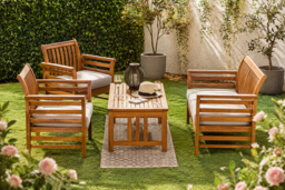 Acacia Wood 4-Seater Modern Garden Lounge Set - Weather-Resistant Outdoor Sofa & Coffee Table - thumbnail 7