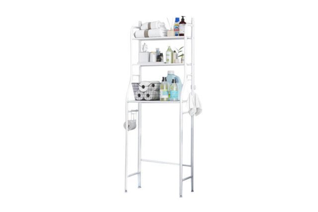 3-Tier Over-Toilet Bathroom Storage Rack with Metal Shelves - White - image 1
