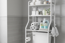 3-Tier Over-Toilet Bathroom Storage Rack with Metal Shelves - White - thumbnail 7