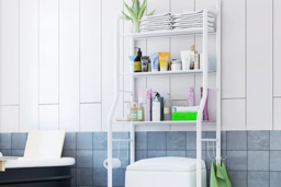 3-Tier Over-Toilet Bathroom Storage Rack with Metal Shelves - White - thumbnail 8