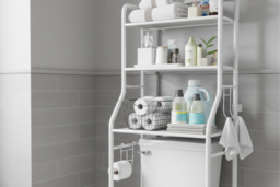 3-Tier Over-Toilet Bathroom Storage Rack with Metal Shelves - White - thumbnail 3