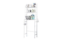 3-Tier Over-Toilet Bathroom Storage Rack with Metal Shelves - White
