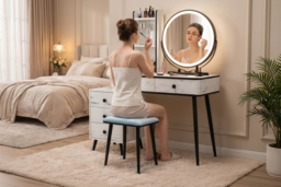 Vanity Table Set with LED Mirror and Charging Station - thumbnail 6
