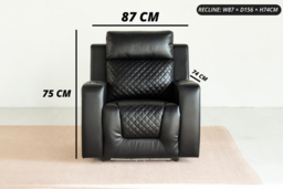 Sleek Black PU Leather Electric Recliner Sofas and Armchair Range - thumbnail 7