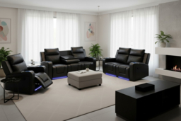 Sleek Black PU Leather Electric Recliner Sofas and Armchair Range - thumbnail 6