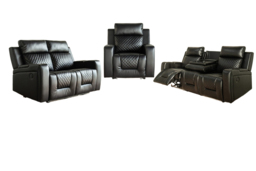 Sleek Black PU Leather Electric Recliner Sofas and Armchair Range