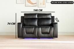Sleek Black PU Leather Electric Recliner Sofas and Armchair Range - thumbnail 4