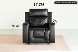 Sleek Black PU Leather Electric Recliner Sofas and Armchair Range - thumbnail 3