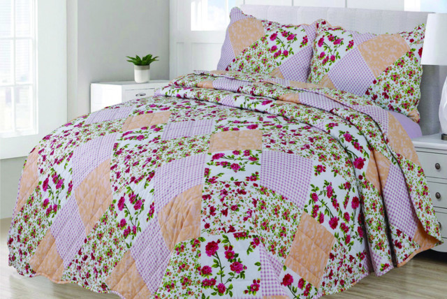 Luxury Cotton Quilted Patchwork Bedspread Set - Soft, Breathable & Machine Washable, Double or King Size, 12 Colours - image 1