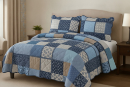 Luxury Cotton Quilted Patchwork Bedspread Set - Soft, Breathable & Machine Washable, Double or King Size, 12 Colours - thumbnail 6