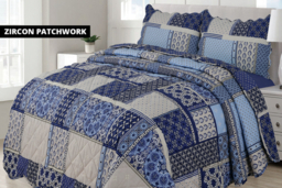 Luxury Cotton Quilted Patchwork Bedspread Set - Soft, Breathable & Machine Washable, Double or King Size, 12 Colours - thumbnail 8