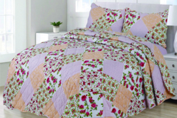 Luxury Cotton Quilted Patchwork Bedspread Set - Soft, Breathable & Machine Washable, Double or King Size, 12 Colours - thumbnail 5