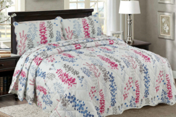 Luxury Cotton Quilted Patchwork Bedspread Set - Soft, Breathable & Machine Washable, Double or King Size, 12 Colours - thumbnail 3