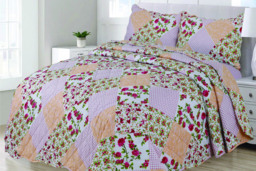 Luxury Cotton Quilted Patchwork Bedspread Set - Soft, Breathable & Machine Washable, Double or King Size, 12 Colours