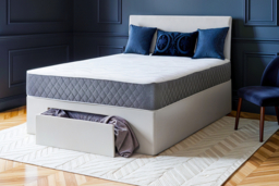 Light Grey Plush Divan Bed with Mattress & Storage - thumbnail 5
