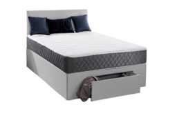 Light Grey Plush Divan Bed with Mattress & Storage - thumbnail 7