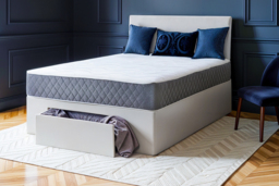 Light Grey Plush Divan Bed with Mattress & Storage - thumbnail 1