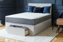 Light Grey Plush Divan Bed with Mattress & Storage - thumbnail 6