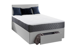 Light Grey Plush Divan Bed with Mattress & Storage - thumbnail 3
