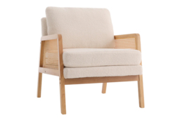 Teddy Fleece-Upholstered Accent Chair with PE Rattan Side Panels - thumbnail 1