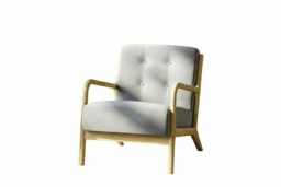 PRICE DROP! Linen-Upholstered Tufted Wooden Armchair - thumbnail 5